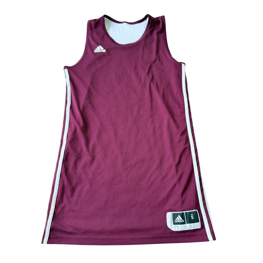 Adidas Reversible Basketball Jersey Mini Dress Maroon White Climalite Streetwear - Picture 11 of 13